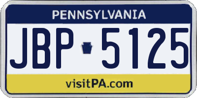 PA license plate JBP5125