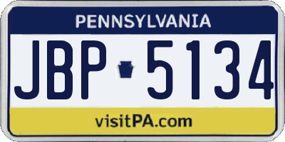PA license plate JBP5134