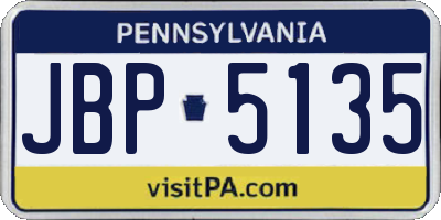 PA license plate JBP5135