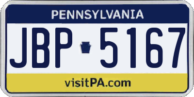 PA license plate JBP5167