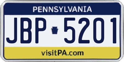PA license plate JBP5201