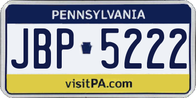 PA license plate JBP5222