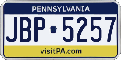 PA license plate JBP5257