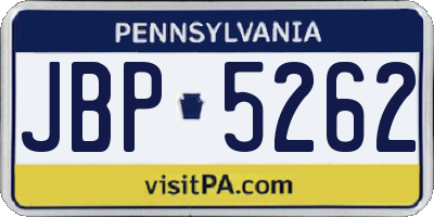 PA license plate JBP5262