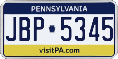 PA license plate JBP5345