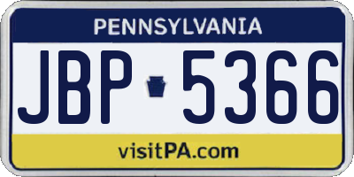 PA license plate JBP5366