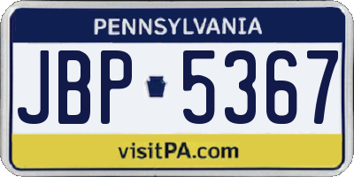 PA license plate JBP5367