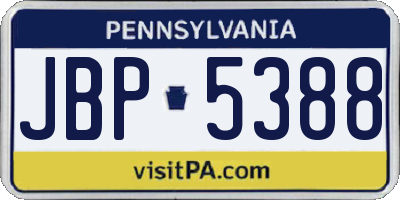 PA license plate JBP5388