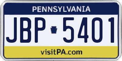 PA license plate JBP5401