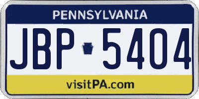 PA license plate JBP5404