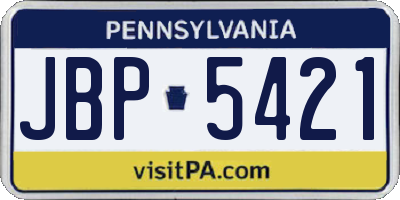 PA license plate JBP5421