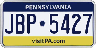 PA license plate JBP5427