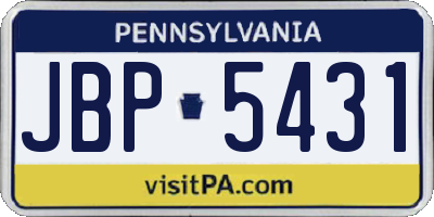 PA license plate JBP5431