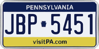 PA license plate JBP5451