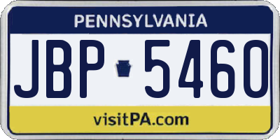 PA license plate JBP5460