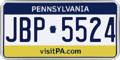 PA license plate JBP5524