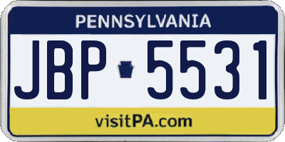 PA license plate JBP5531