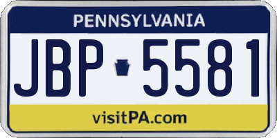 PA license plate JBP5581