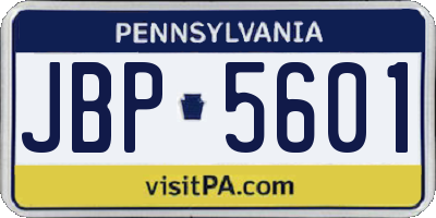 PA license plate JBP5601