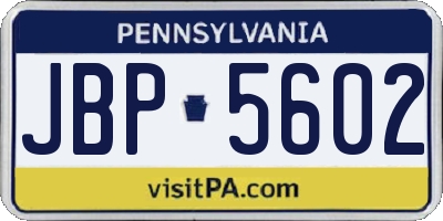 PA license plate JBP5602