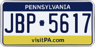 PA license plate JBP5617