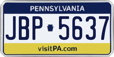 PA license plate JBP5637