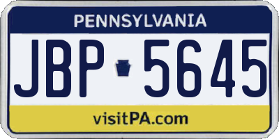 PA license plate JBP5645