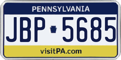 PA license plate JBP5685