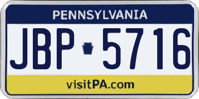 PA license plate JBP5716