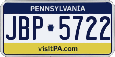 PA license plate JBP5722
