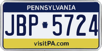 PA license plate JBP5724