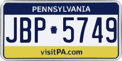 PA license plate JBP5749