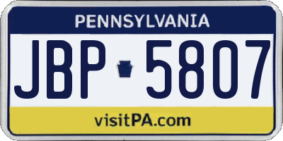 PA license plate JBP5807