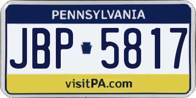 PA license plate JBP5817