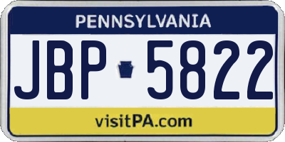 PA license plate JBP5822