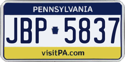 PA license plate JBP5837