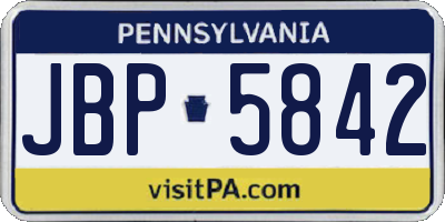 PA license plate JBP5842
