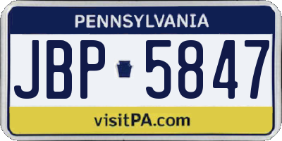 PA license plate JBP5847