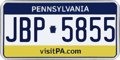 PA license plate JBP5855
