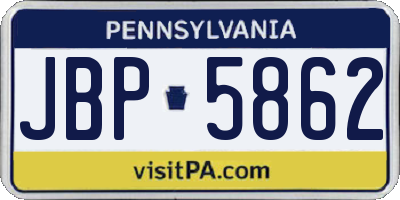 PA license plate JBP5862