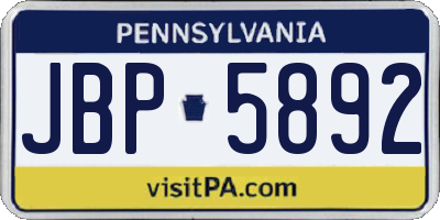 PA license plate JBP5892