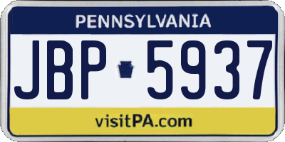 PA license plate JBP5937