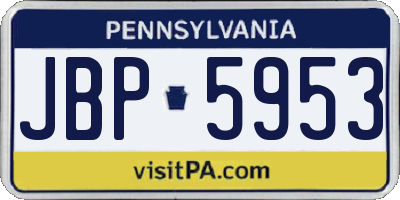 PA license plate JBP5953