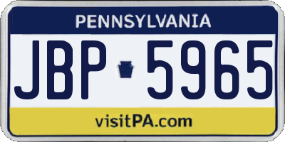 PA license plate JBP5965