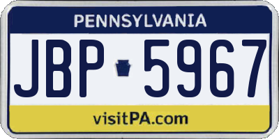 PA license plate JBP5967