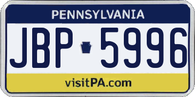 PA license plate JBP5996