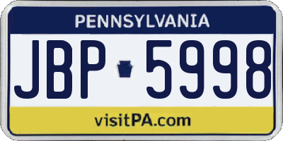 PA license plate JBP5998