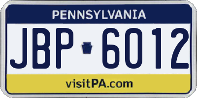 PA license plate JBP6012