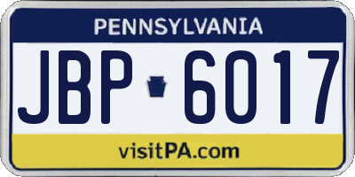 PA license plate JBP6017