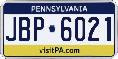 PA license plate JBP6021